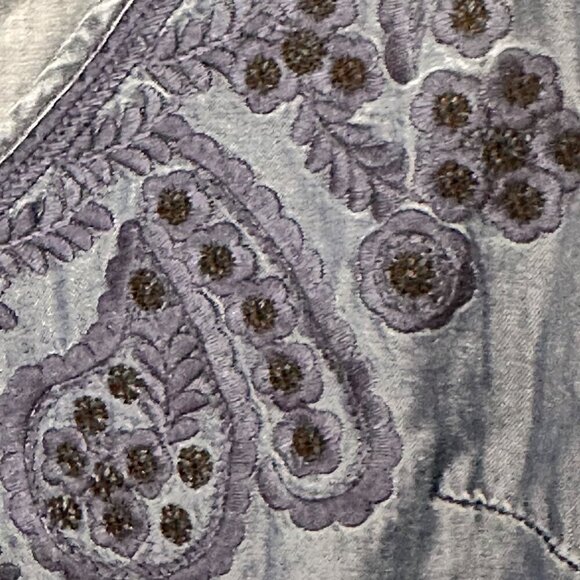 NY&Co Chambray Boho Embroidered Fringe Hippie Dress Womens XS Fairy Cottage 70s - Picture 7 of 10